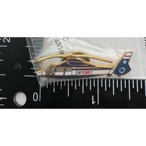 Vtg Hospital SkyCare Helicopter Air Ambulance Enamel Pin Red Blue Medical Badge